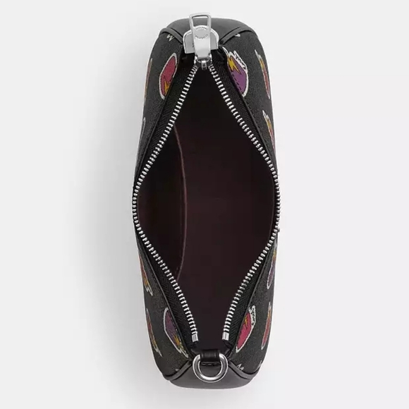 Coach Teri Shoulder Black Bag With Heart Bolt Print - Picture 4 of 11